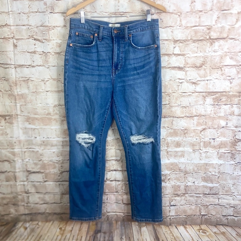 Madewell The Perfect Vintage Crop Jean in Gooding Wash Knee-Rip Edition Size 29